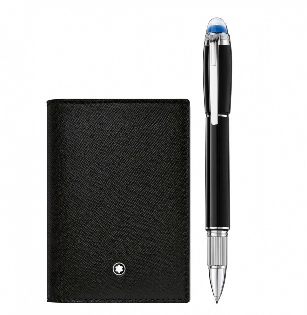 Set with the Meisterstück Classique Platinum-Coated Ballpoint Pen and Notebook #146 Black
