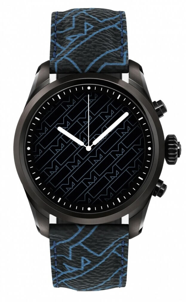 Montblanc Summit 2 Smartwatch 42 mm Stainless Steel Black Montblanc Pattern Blue Μαύρο Καντράν Unisex Ρολόι