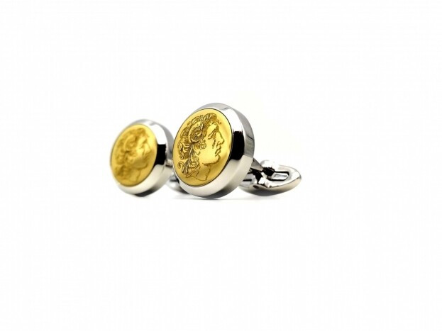 MONTEGRAPPA Alexander the Great Two Tone Cufflinks Μανικετόκουμπα