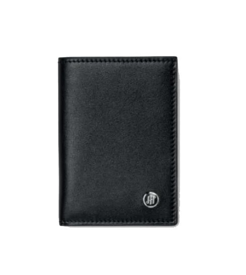 Montegrappa Signet Series Folded Card Case Black Leather Jacquard