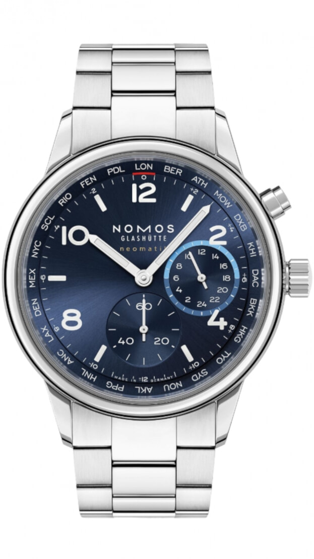 NOMOS Glashütte Club Sport Neomatik Worldtimer GMT Αυτόματο 40mm Μπλε Καντράν