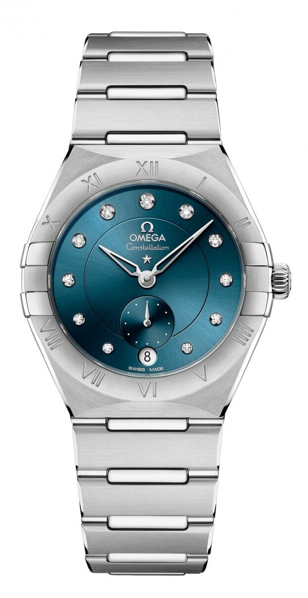 OMEGA CONSTELLATION CO-AXIAL MASTER CHRONOMETER SMALL SECONDS 34 MM Blue Dial with Diamonds Ladies Watch