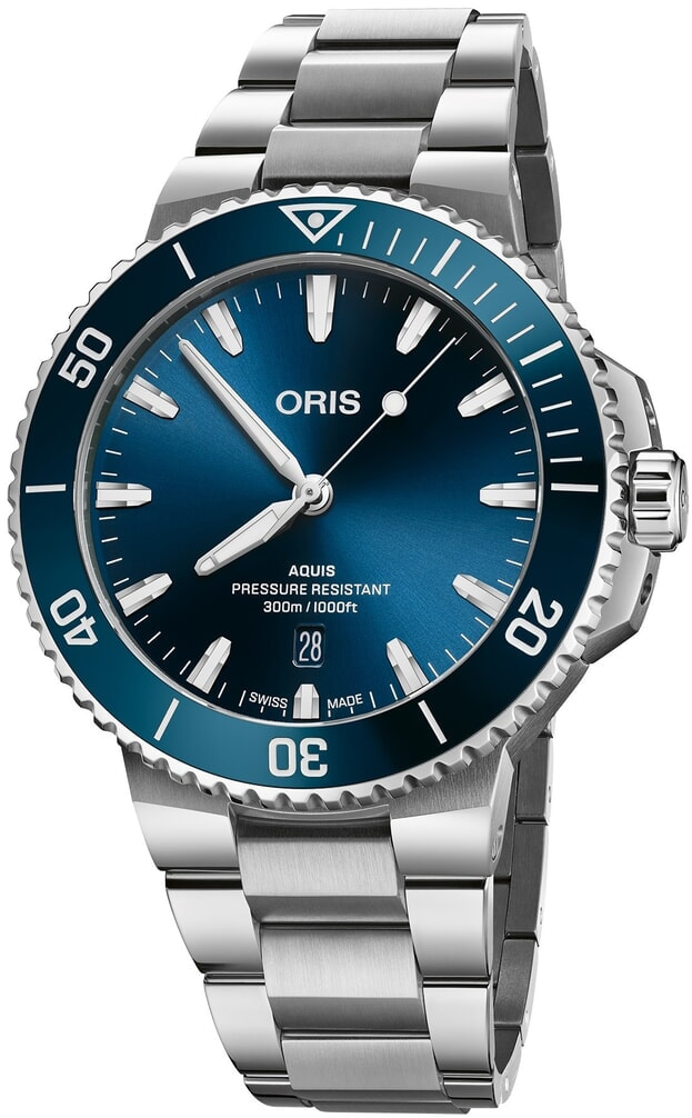ORIS Aquis Date Αυτόματο 43,5mm Μπλε Καντράν