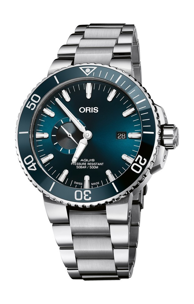 ORIS AQUIS SMALL SECOND DATE 45.5mm Μπλε Καντράν