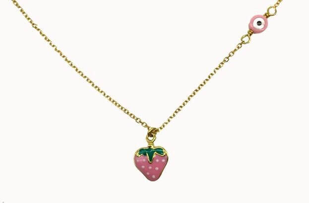 Inglessis Collection Παιδικό Κολιέ Κίτρινος Χρυσός Κ14 Φράουλα