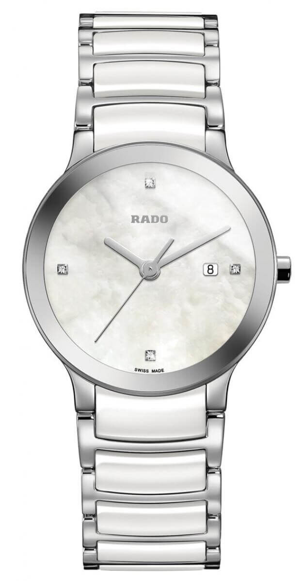 RADO CENTRIX DIAMONDS WATCH 28mm ΛΕΥΚΟ ΚΑΝΤΡΑΝ ΜΕ 4 ΜΠΡΙΓΙΑΝ