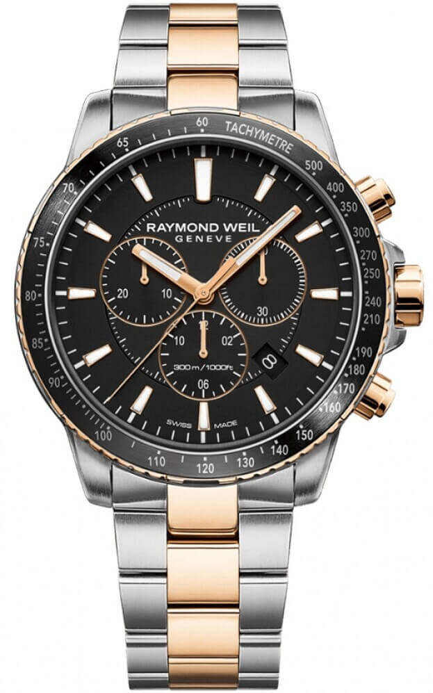 RAYMOND WEIL Tango 300 Quartz Chronograph 43mm ΜΑΥΡΟ Καντράν