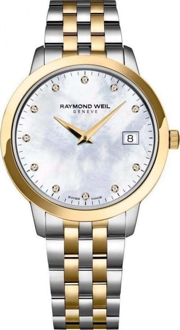 RAYMOND WEIL TOCCATA 34mm WHITE MOTHER OF PEARL DIAL WITH DIAMONDS