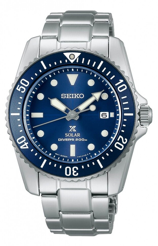 SEIKO Prospex Compact Solar Scuba Diver 38.5mm Μπλε Καντράν Ανδρικό Ρολόι