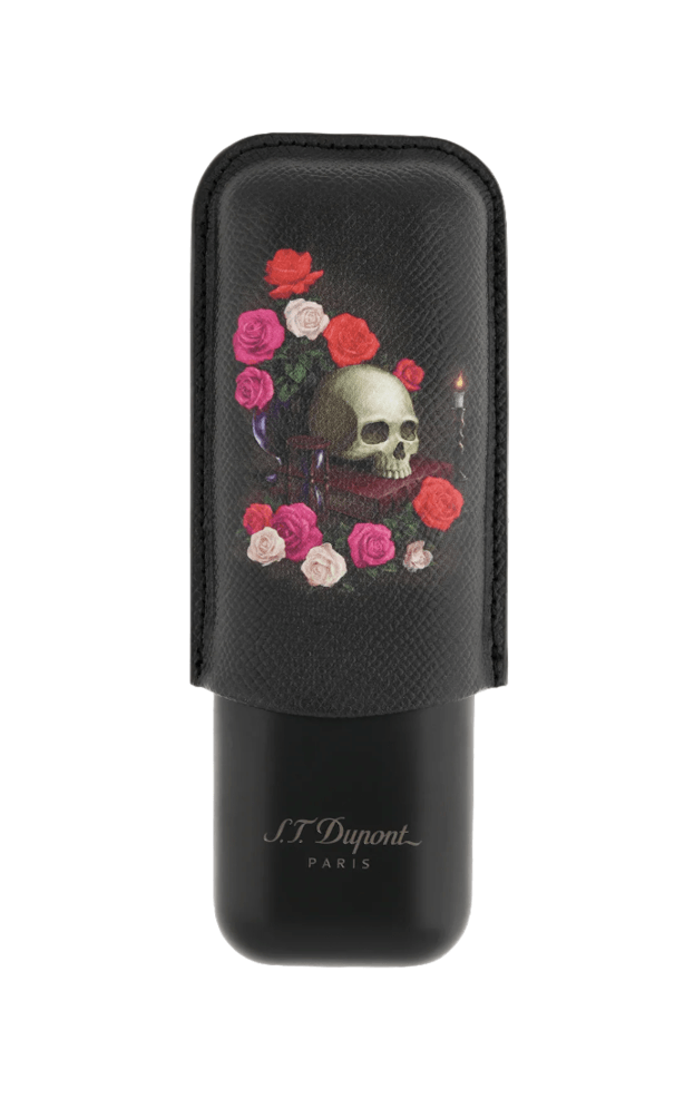 S.T. Dupont  cigar case Chrome memento mori Black