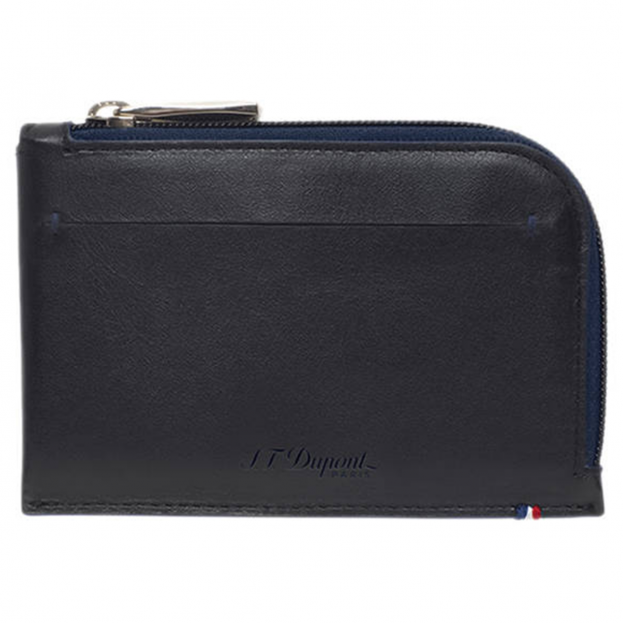 S.T. DUPONT Coin case & Key-ring LINE D Slim Black-Blue Leather