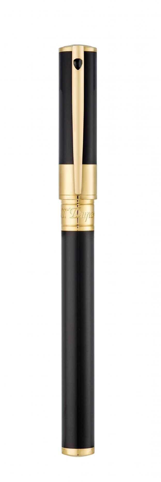 S.T. DUPONT D-INITIAL FOUNTAIN PEN Steel & Gold color Black