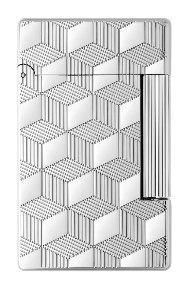 S.T. Dupont Initial Guilloche Cube Αναπτήρας Ασημί