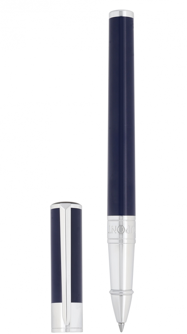 S.T. DUPONT Initial Rollerball Pen Dark Blue Chrome