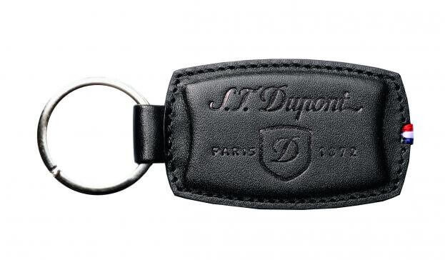 S.T. DUPONT STEEL AND LINE D LEATHER FINISH KEY RING