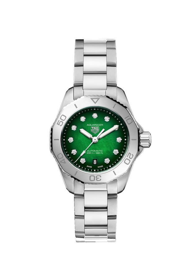 TAG HEUER AQUARACER PROFESSIONAL 200 30mm Green Dial with Diamonds