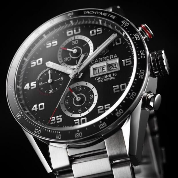 TAG HEUER CARRERA CALIBRE 16 DAY DATE CHRONOGRAPH 43mm Black Dial -  Inglessis