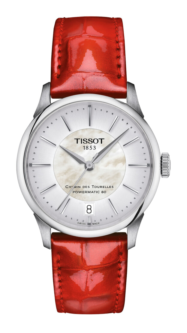 TISSOT Chemin des Tourelles Powermatic 80 34mm Λευκό φίλντισι Καντράν