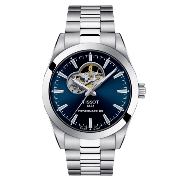 TISSOT GENTLEMAN POWERMATIC 80 OPEN HEART 40mm μπλε Καντράν