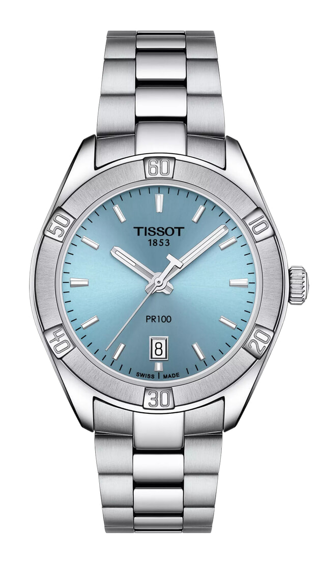 TISSOT PR 100 LADY SPORT CHIC quartz 36mm Ανοιχτό μπλε Καντράν
