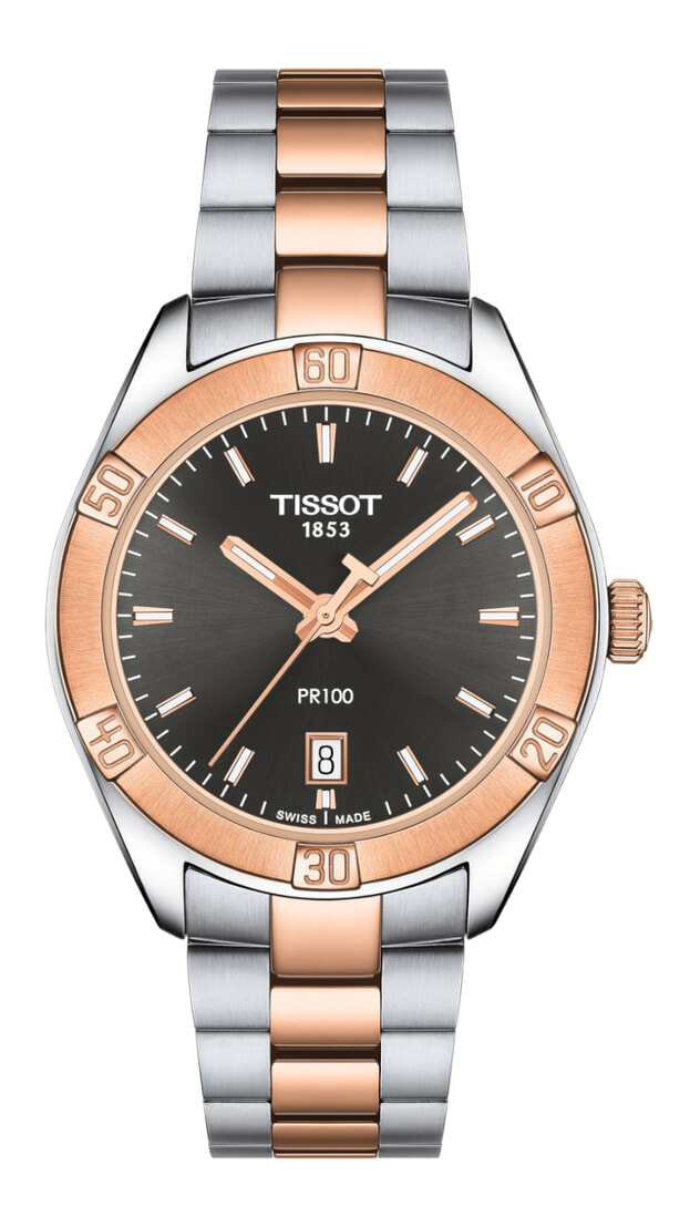 TISSOT PR 100 Sport Chic Quartz Lady 36mm Γκρι Καντράν