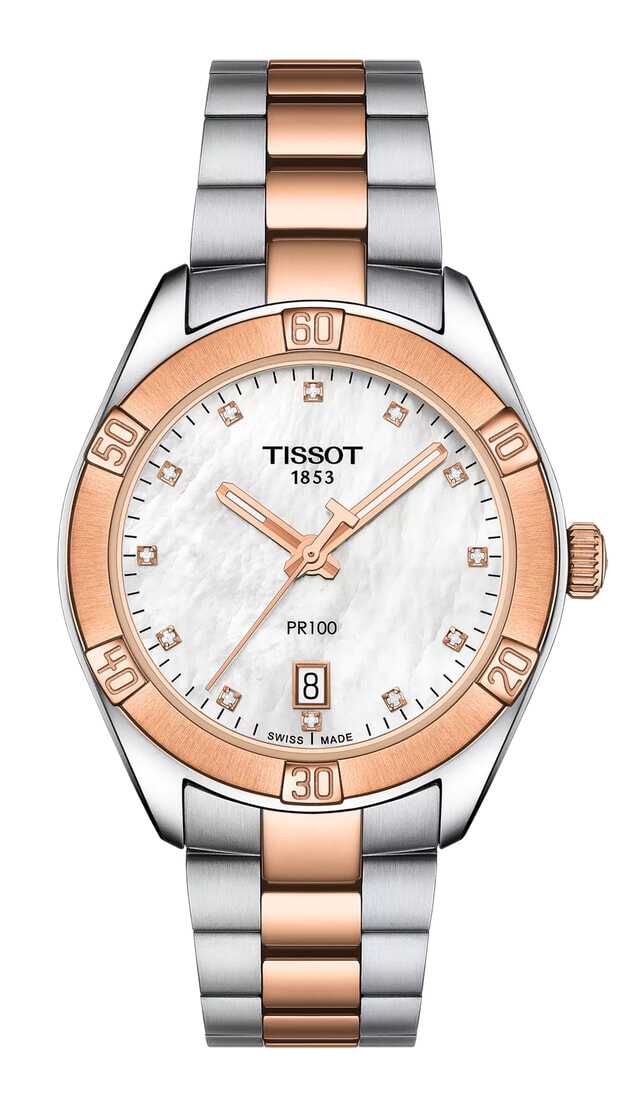TISSOT PR 100 SPORT CHIC QUARTZ LADY 36mm white dial