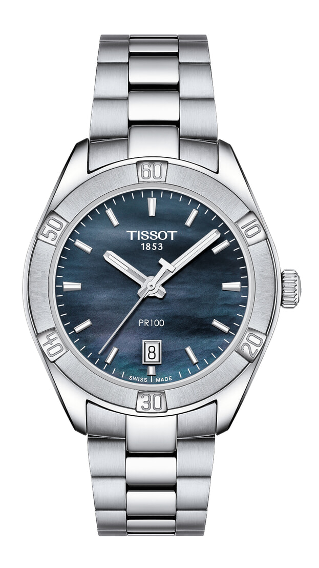 TISSOT PR 100 Sport Chic Quartz Lady 36mm Μαύρο Φίλντισι Καντράν