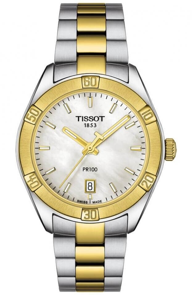 TISSOT PR 100 Sport Chic Quartz Lady 36mm Λευκό Καντράν