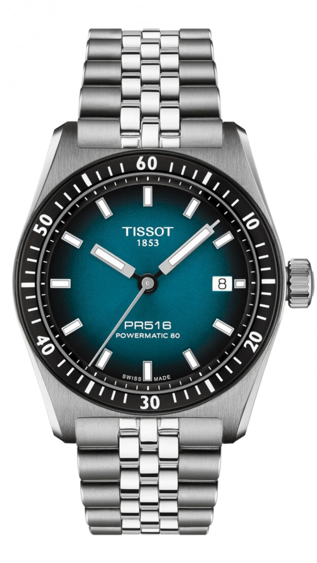TISSOT PR516 Αυτόματο Powermatic 80 38mm Ντεγκραντέ Μπλε-Μαύρο Καντράν