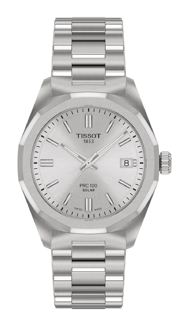 Tissot PRC 100 Solar 34mm Ασημί Καντράν