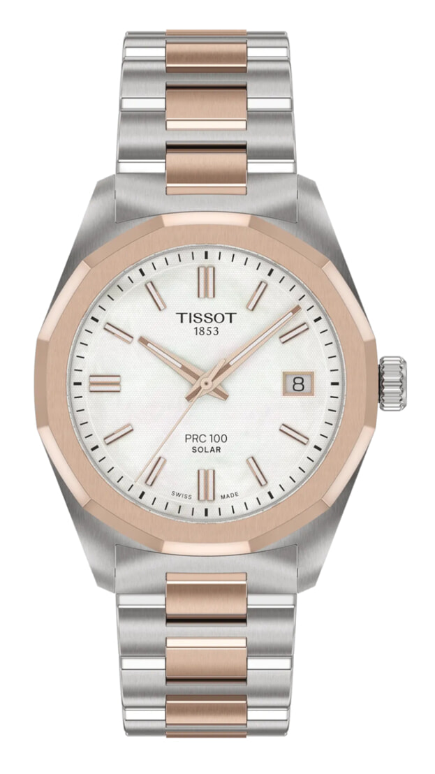 Tissot PRC 100 Solar 34mm Λευκό Mother of Pearl Καντράν