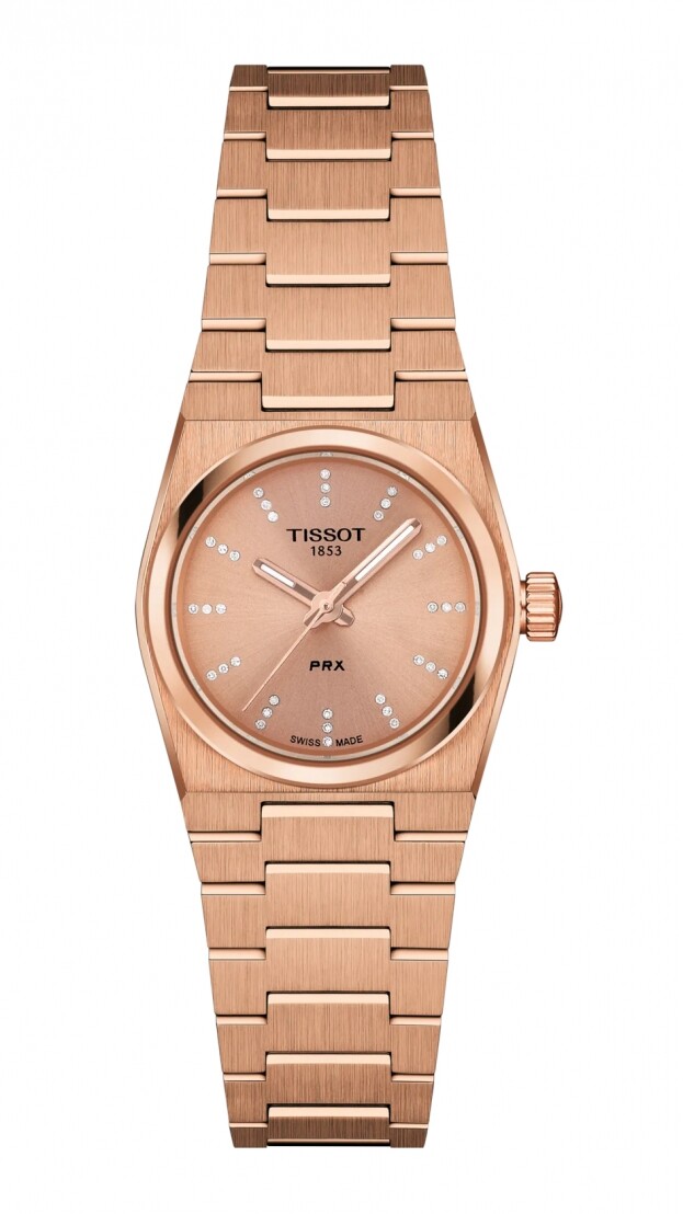 Tissot PRX 25mm MΠΑΤΑΡΙΑΣ Ροζ Χρυσό Καντράν