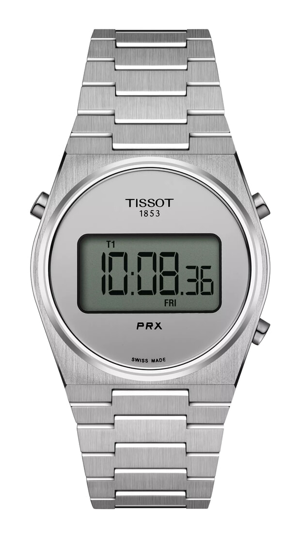 Tissot PRX Digital 35 mm ασημι καντραν
