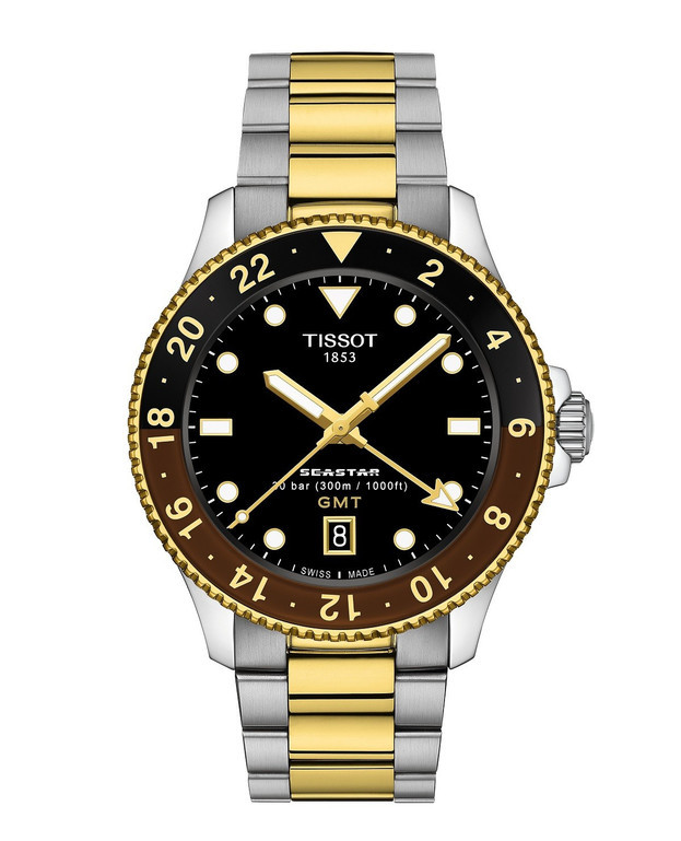 Tissot Seastar 1000 Quartz GMT 40mm μαυρο καντραν