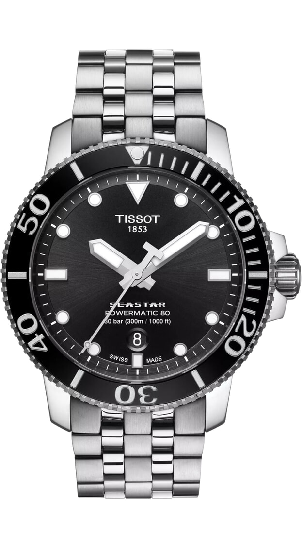 TISSOT SEASTAR 1000 POWERMATIC 80 43mm μαυρο καντραν