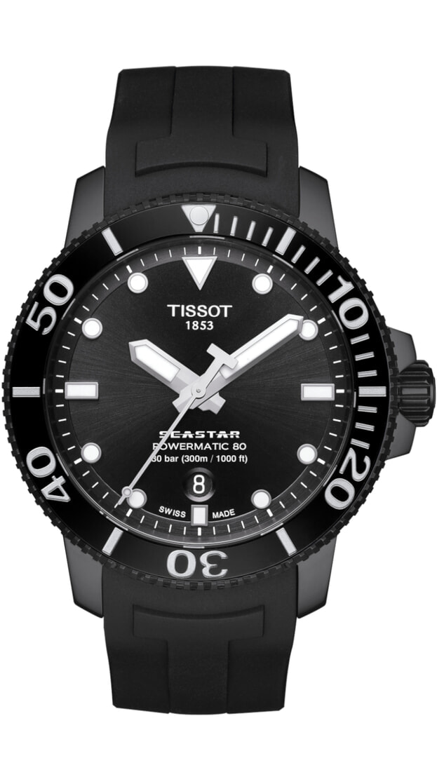 TISSOT SEASTAR 1000 POWERMATIC 80 43MM μαυρο καντραν
