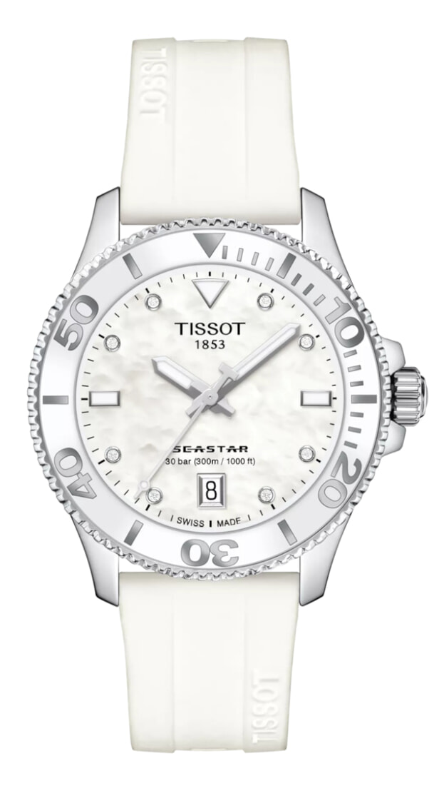 TISSOT Seastar 1000 Quartz 36mm Λευκό Mother-of-Pearl Καντράν με Μπριγιάν