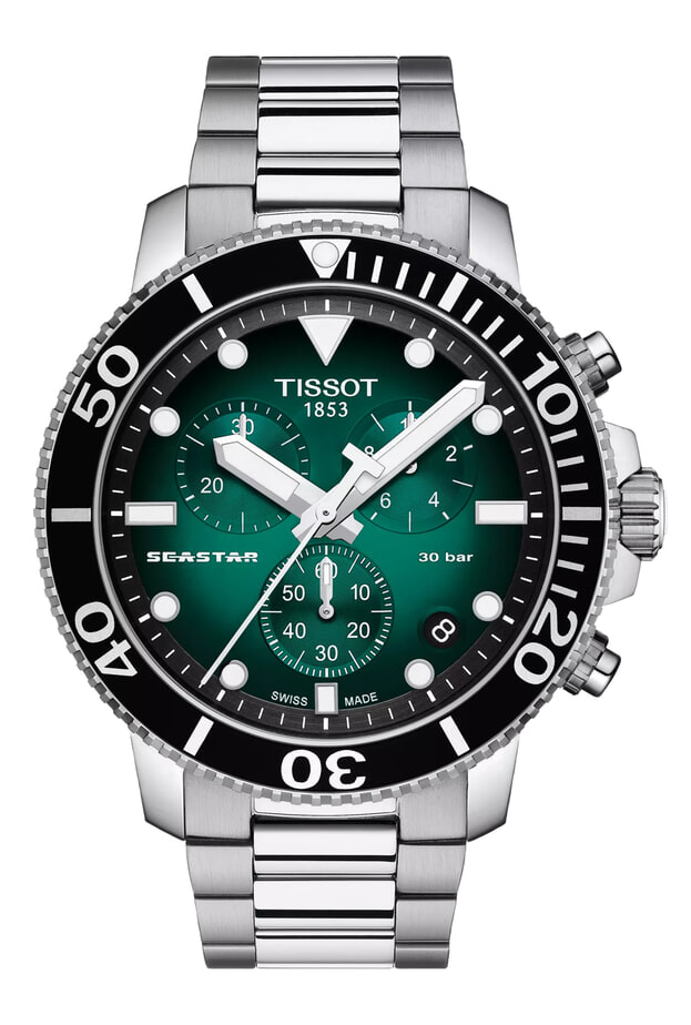TISSOT Seastar 1000 Quartz Chronograph 45.5mm Green Dial Gents Watch