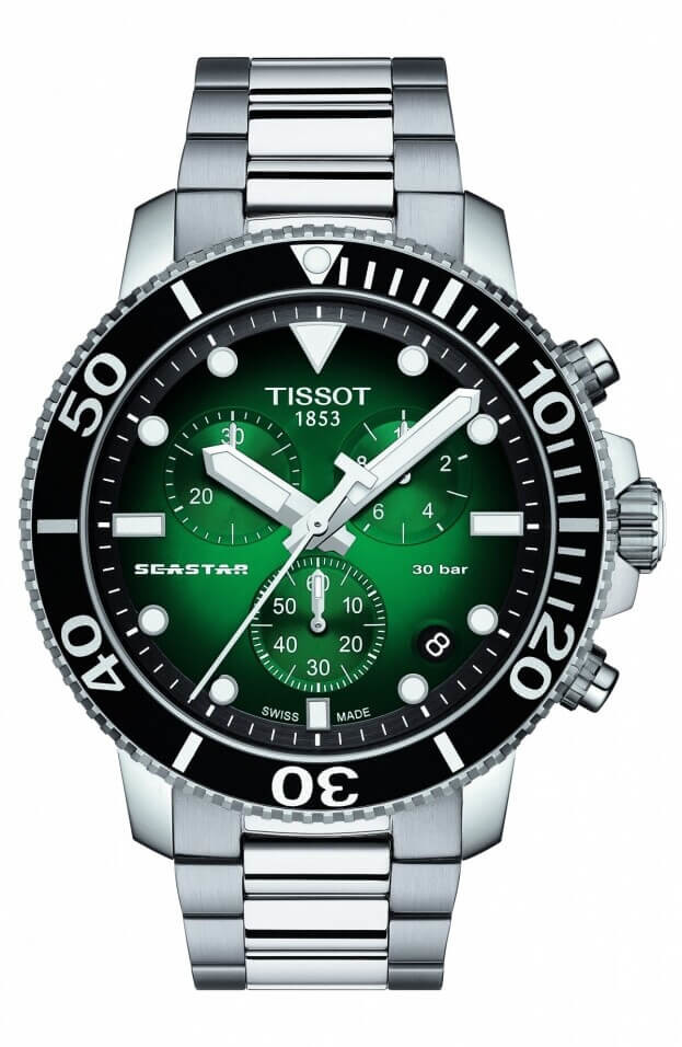 TISSOT Seastar 1000 Quartz Chronograph 45.5mm Πράσινο Καντράν