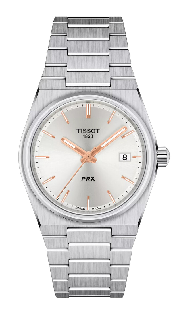 TISSOT T-Classic PRX Quartz 35mm Ασημί Καντράν