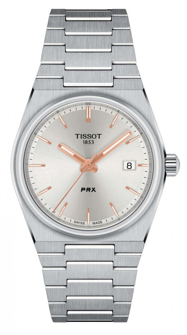 TISSOT T-Classic PRX Quartz 35mm Ασημί Καντράν