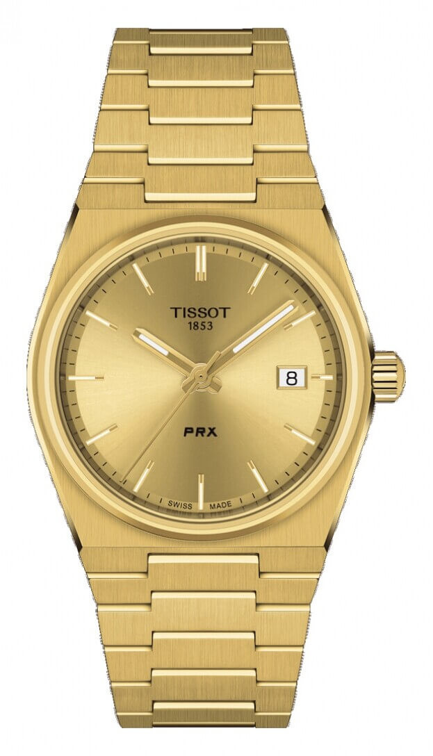 TISSOT T-Classic PRX Quartz 35mm Χρυσό Καντράν Γυναικείο Ρολόι