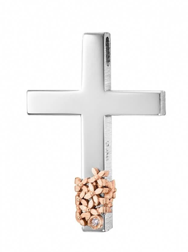 TRIANTOS CROSS WHITE & ROSE GOLD K14