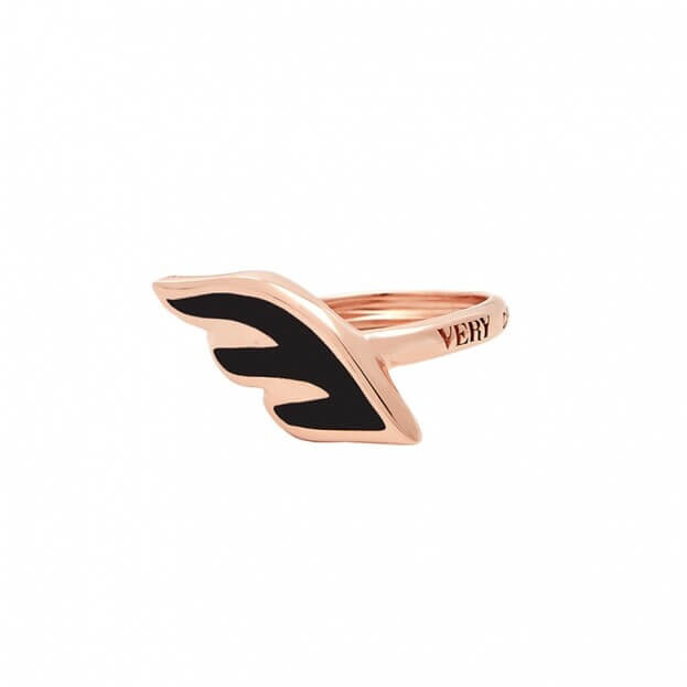 VERY GAVELLO ANGEL Ring Rose Gold Κ9 & Black Essenza