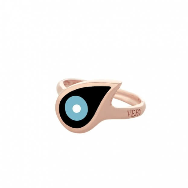 VERY GAVELLO MATIX Ring Rose Gold Κ9 & Black Essenza