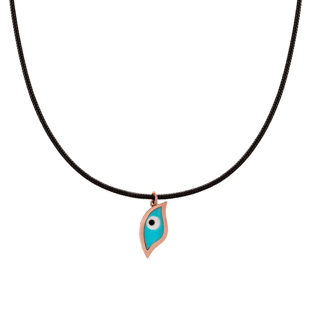 Very Gavello Μενταγιόν Matix Lynx 9K Ροζ Χρυσός & Essenza Τυρκουάζ