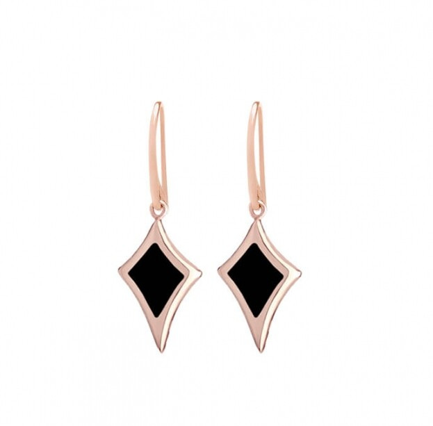 VERY GAVELLO SHADOW X Earrings Rose Gold Κ9 & Black Essenza