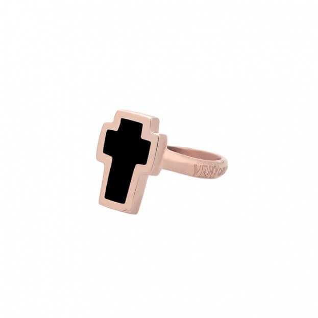 VERY GAVELLO TATTOO Ring Rose Gold Κ9 & Black Essenza