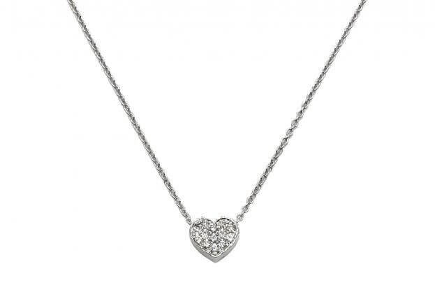 INGLESSIS COLLECTION Promise Necklace 18Κ White Gold with Heart & Diamonds